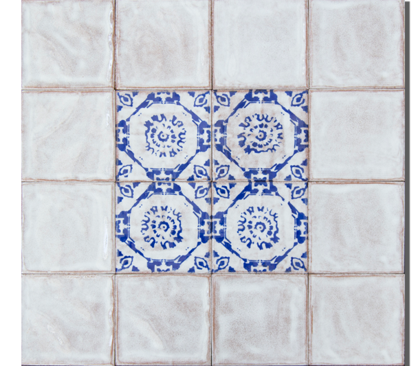 13x13 Dubai Mix One Kobalt Beyaz Çatlak Sır El Yapımı Seramik