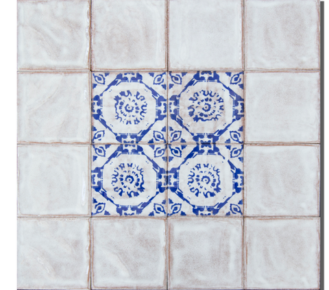 13x13 Dubai Mix One Kobalt Beyaz Çatlak Sır El Yapımı Seramik