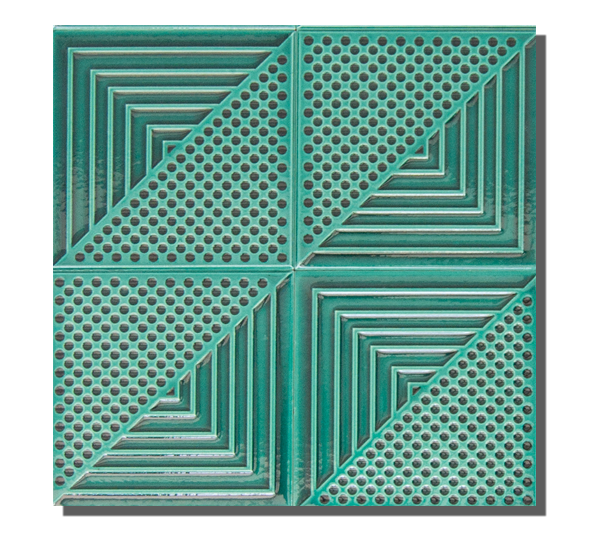 16x16 Gres Two Zümrüt Yeşil Çatlak Sır El Yapımı Seramik