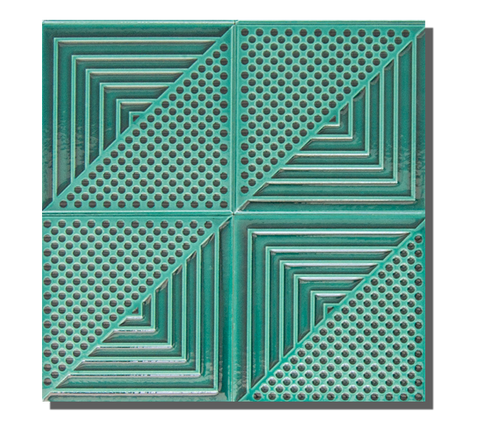 16x16 Gres Two Zümrüt Yeşil Çatlak Sır El Yapımı Seramik