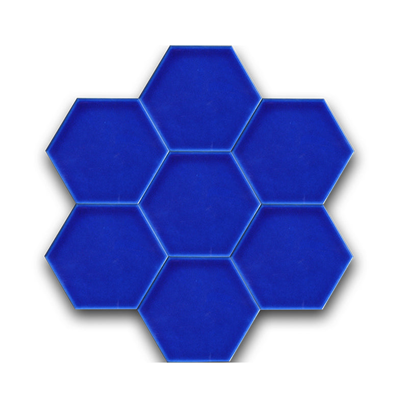 15x17 Altıgen Hexagon Düz Kobalt Çatlak Sır El Yapımı seramik