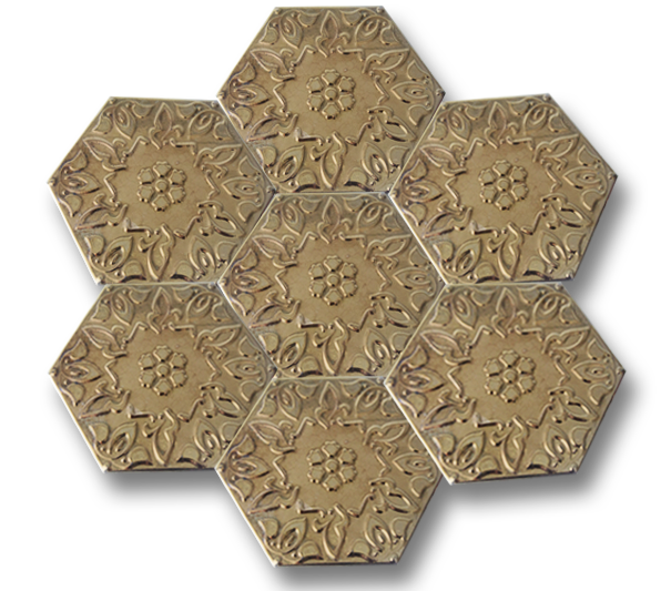 15x17 Altıgen Hexagon Alya Altın Çatlak Sır El Yapımı Seramik