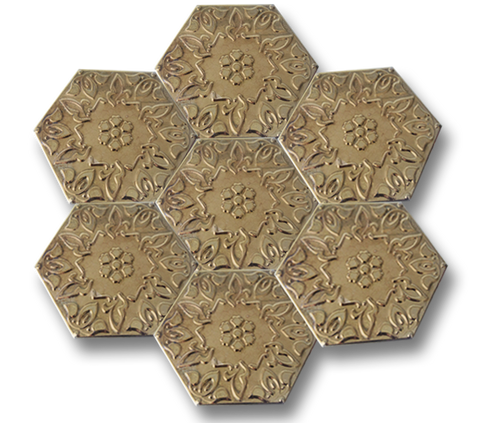 15x17 Altıgen Hexagon Alya Altın Çatlak Sır El Yapımı Seramik