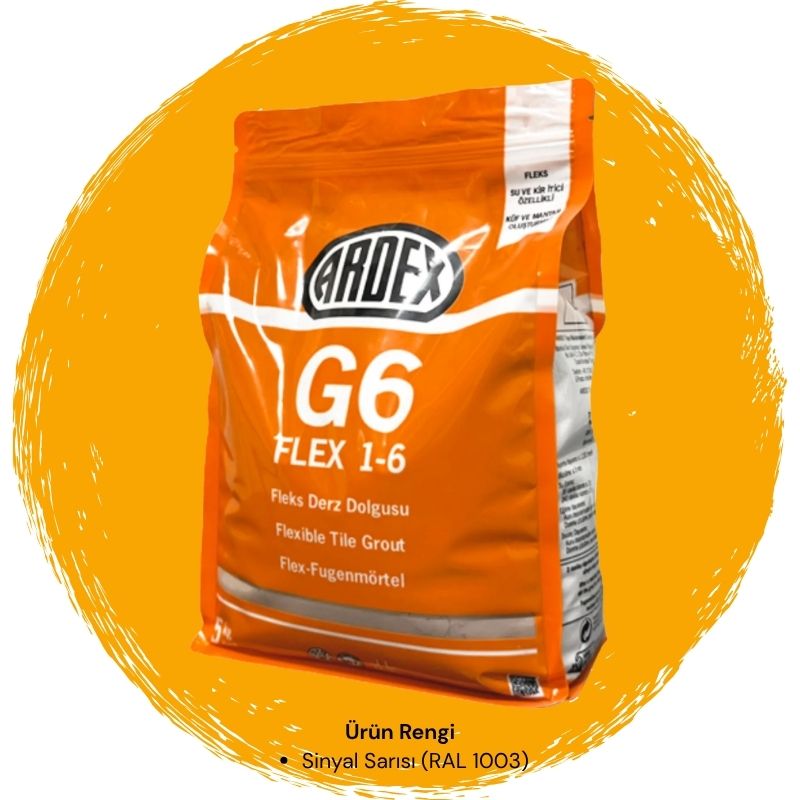 Ardex G6 Flex 1-6 Fleks Derz Dolgusu RAL 1003 Sinyal Sarısı 5 kg