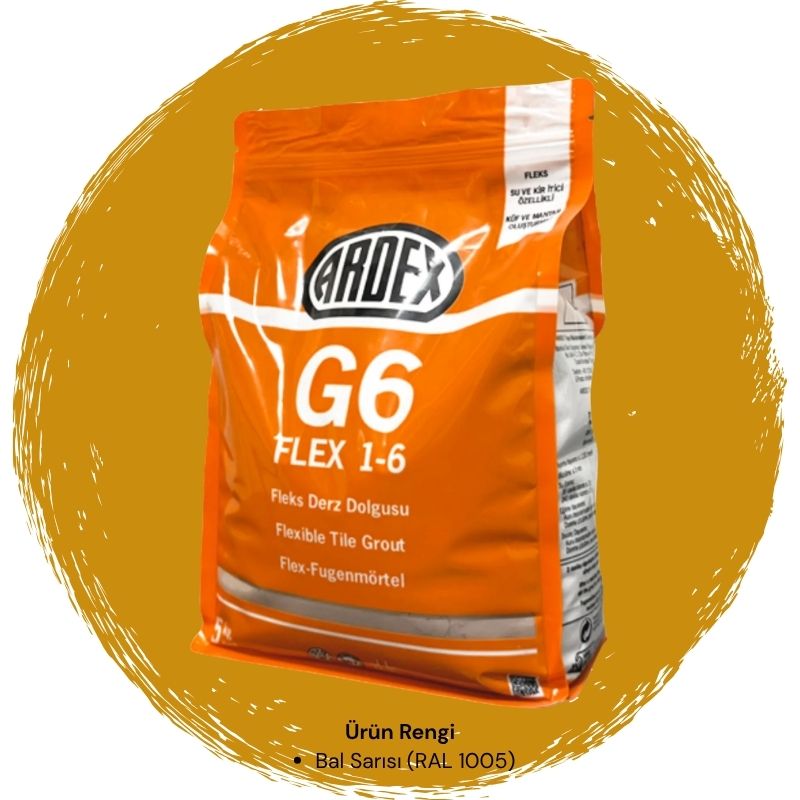 Ardex G6 Flex 1-6 Fleks Derz Dolgusu RAL 1005 Bal Sarısı 5 kg