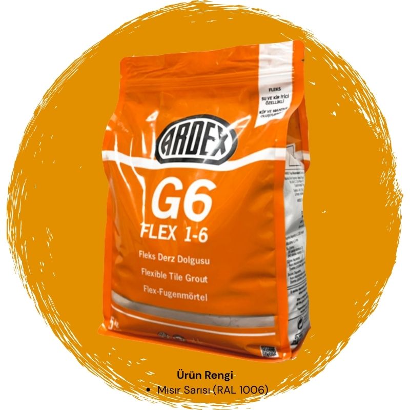 Ardex G6 Flex 1-6 Fleks Derz Dolgusu RAL 1006 Mısır Sarısı 5 kg
