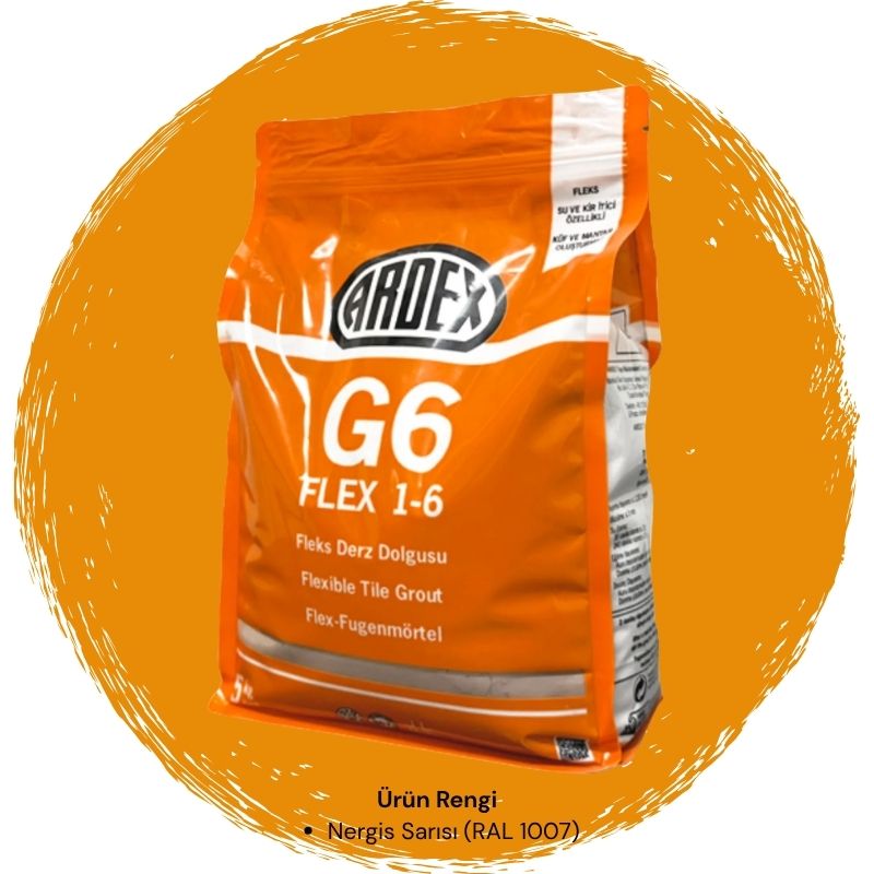Ardex G6 Flex 1-6 Fleks Derz Dolgusu RAL 1007 Nergis Sarısı 5 kg