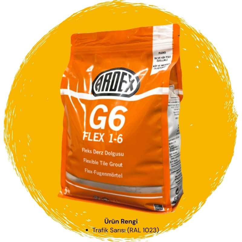 Ardex G6 Flex 1-6 Fleks Derz Dolgusu RAL 1023 Trafik Sarısı 5 kg