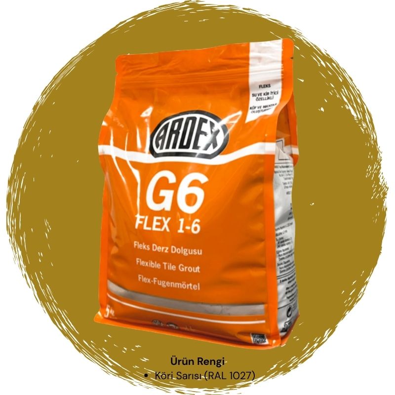Ardex G6 Flex 1-6 Fleks Derz Dolgusu RAL 1027 Köri Sarısı 5 kg