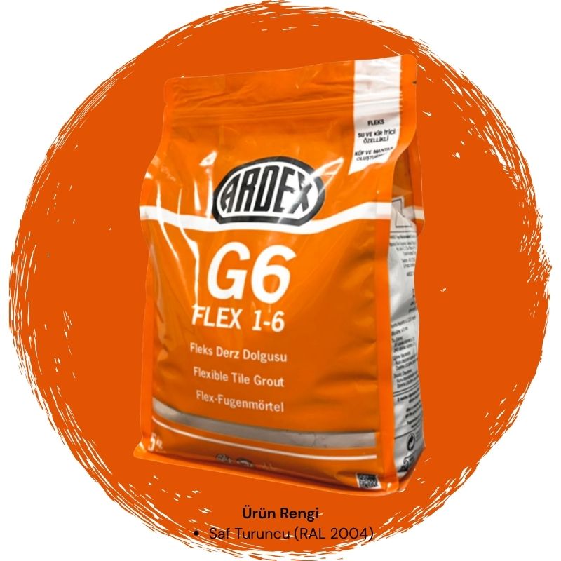 Ardex G6 Flex 1-6 Fleks Derz Dolgusu RAL 2004 Saf Turuncu 5 kg