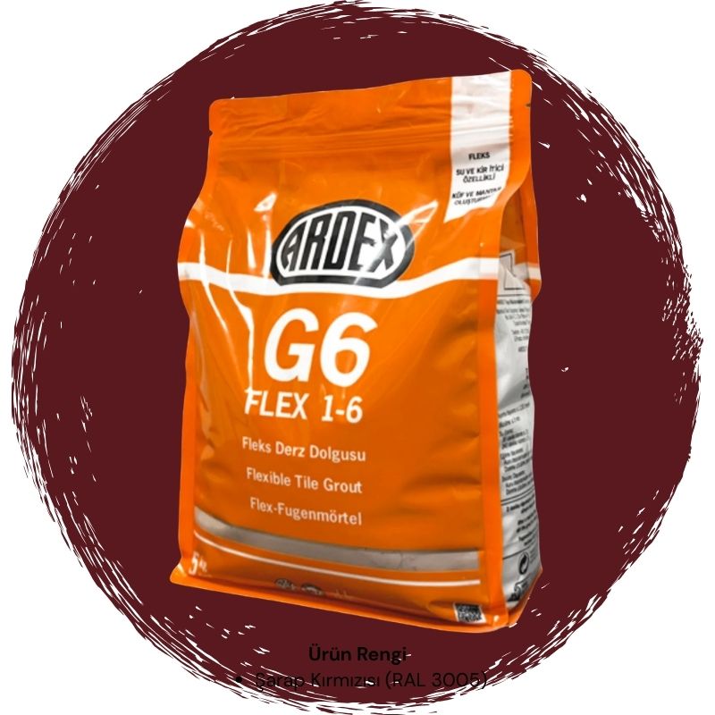 Ardex G6 Flex 1-6 Fleks Derz Dolgusu RAL 3005 Koyu Bordo 5 kg