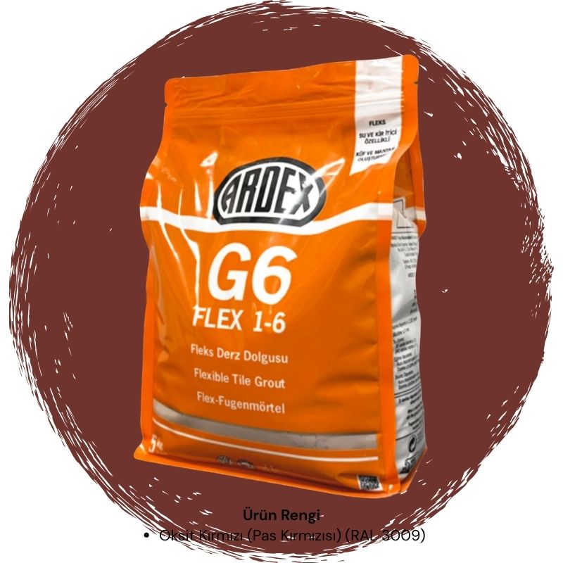 Ardex G6 Flex 1-6 Fleks Derz Dolgusu RAL 3009 Oksit Kırmızı 5 kg