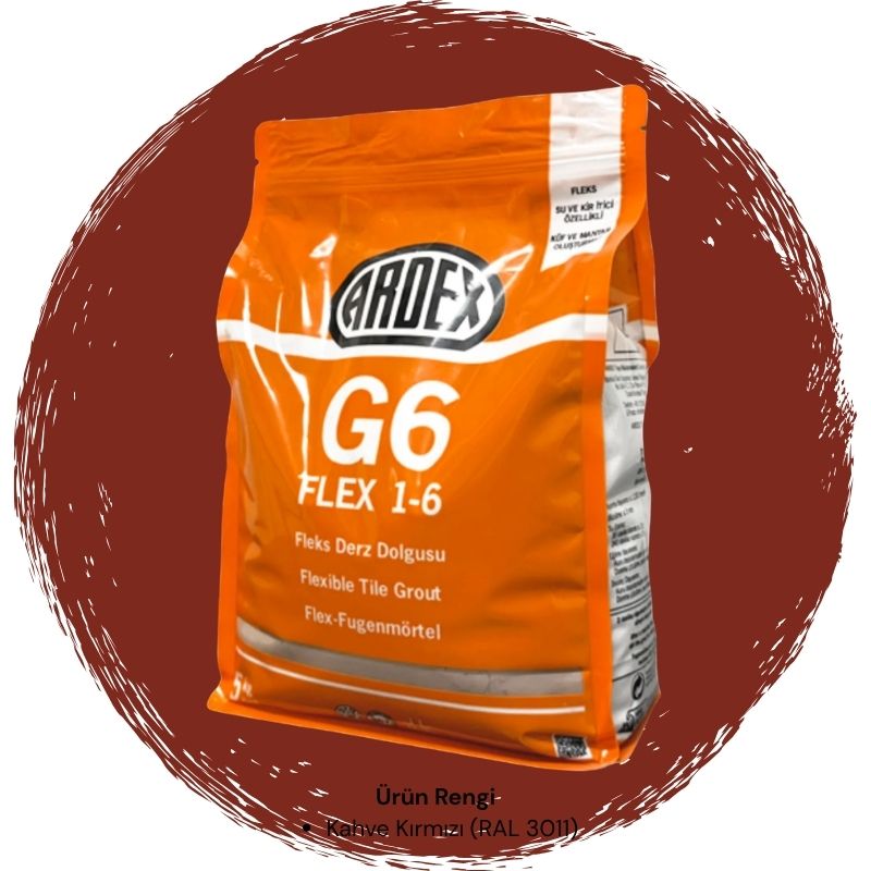 Ardex G6 Flex 1-6 Fleks Derz Dolgusu RAL 3011 Kahverengi Kırmızı 5 kg