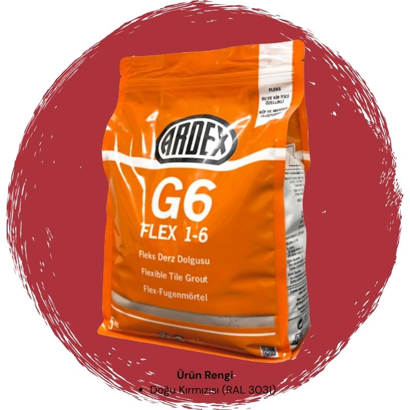 Ardex G6 Flex 1-6 Fleks Derz Dolgusu RAL 3031 Şark Kırmızısı 5 kg