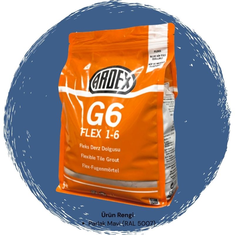 Ardex G6 Flex 1-6 Fleks Derz Dolgusu RAL 5007 Parçalı Bulut Mavisi 5 kg