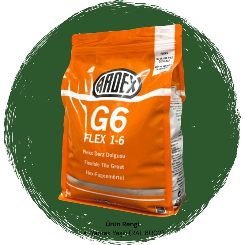 Ardex G6 Flex 1-6 Fleks Derz Dolgusu RAL 6002 Yaprak Yeşili 5 kg