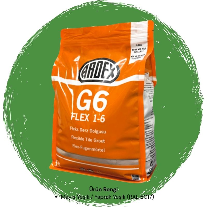 Ardex G6 Flex 1-6 Fleks Derz Dolgusu RAL 6017 Mayıs Yeşili 5 kg