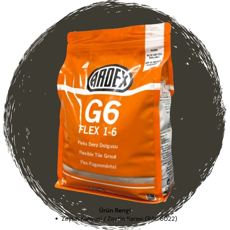 Ardex G6 Flex 1-6 Fleks Derz Dolgusu RAL 6022 Zeytin Kahve 5 kg