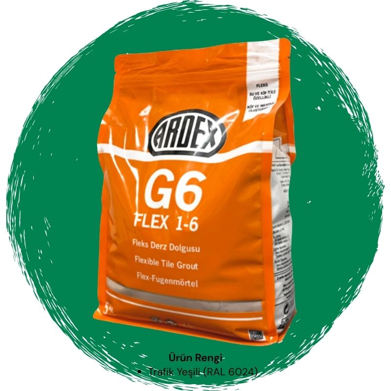 Ardex G6 Flex 1-6 Fleks Derz Dolgusu RAL 6024 Trafik Yeşili 5 kg