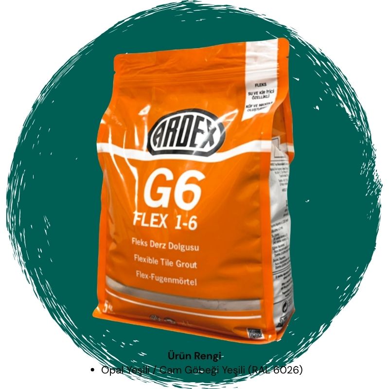Ardex G6 Flex 1-6 Fleks Derz Dolgusu RAL 6026 Opal Yeşil 5 kg