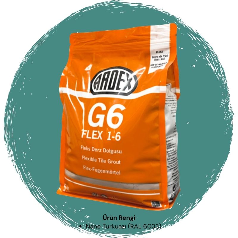 Ardex G6 Flex 1-6 Fleks Derz Dolgusu RAL 6033 Nane Turkuaz 5 kg