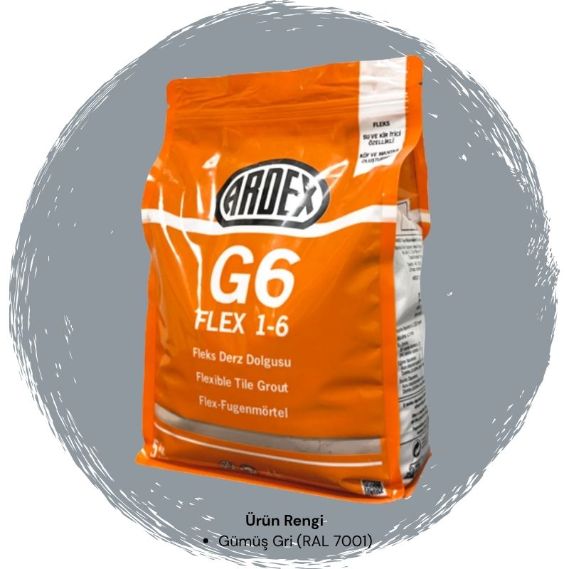Ardex G6 Flex 1-6 Fleks Derz Dolgusu RAL 7001 Gümüş Grisi 5 kg