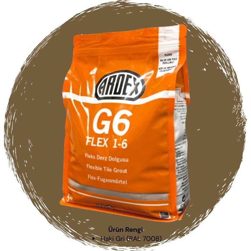 Ardex G6 Flex 1-6 Fleks Derz Dolgusu RAL 7008 Haki Gri 5 kg