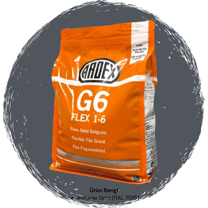 Ardex G6 Flex 1-6 Fleks Derz Dolgusu RAL 7015 Kayrak Grisi 5 kg