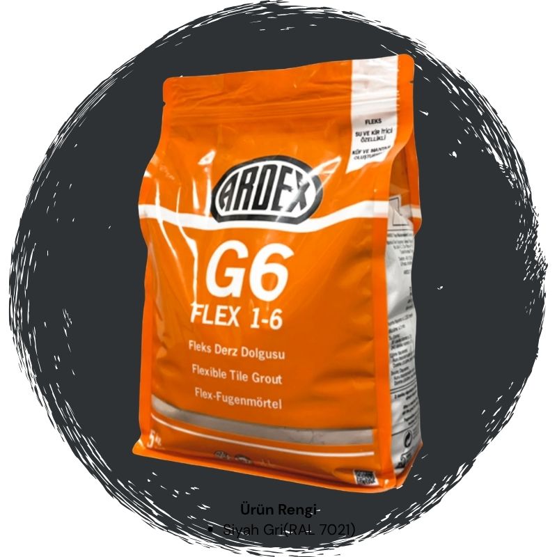 Ardex G6 Flex 1-6 Fleks Derz Dolgusu RAL 7021 Siyah Gri 5 kg