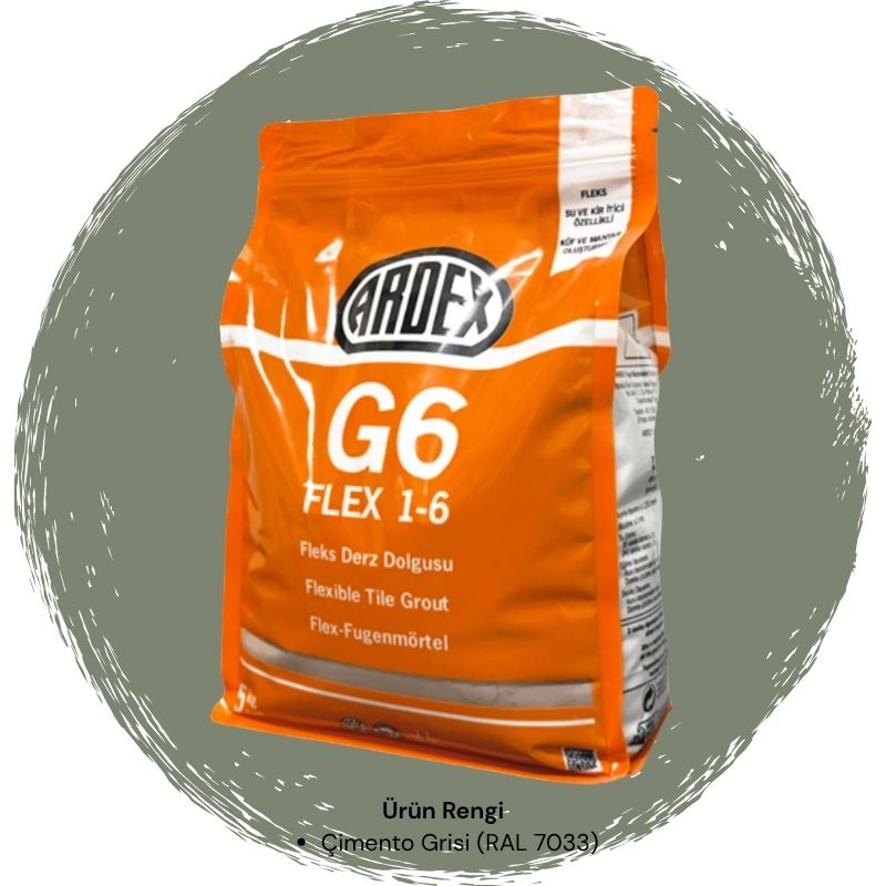 Ardex G6 Flex 1-6 Fleks Derz Dolgusu RAL 7033 Çimento Grisi 5 kg