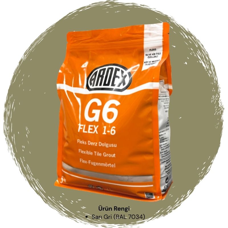 Ardex G6 Flex 1-6 Fleks Derz Dolgusu RAL 7034 Sarı Gri 5 kg