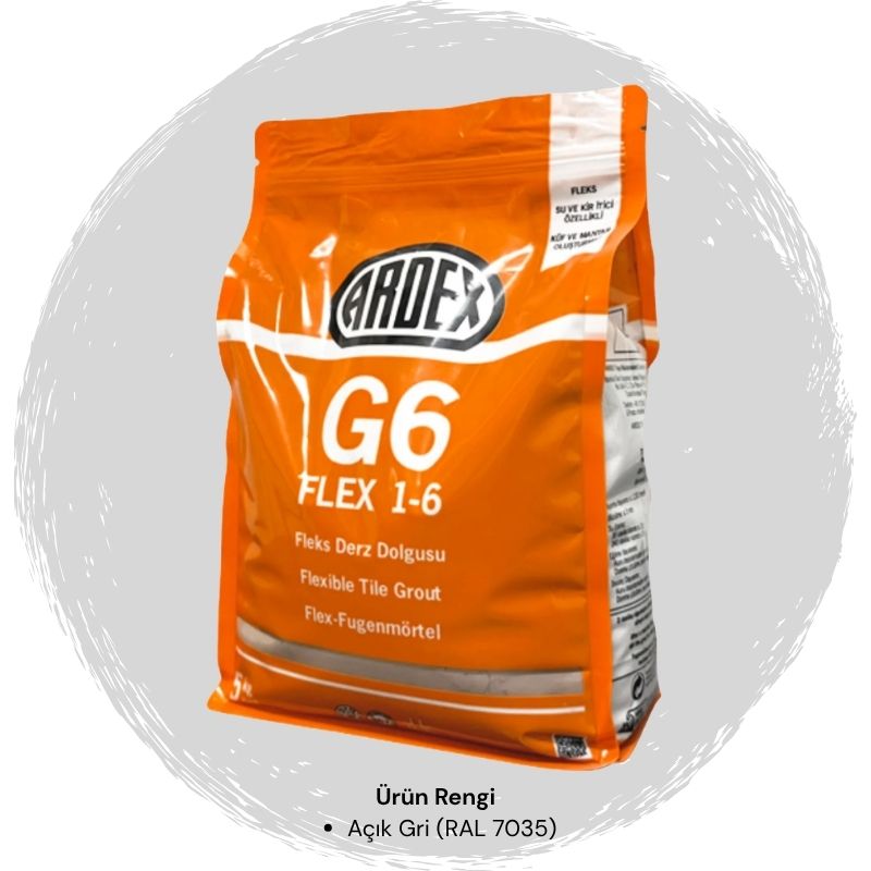 Ardex G6 Flex 1-6 Fleks Derz Dolgusu RAL 7035 Açık Gri 5 kg