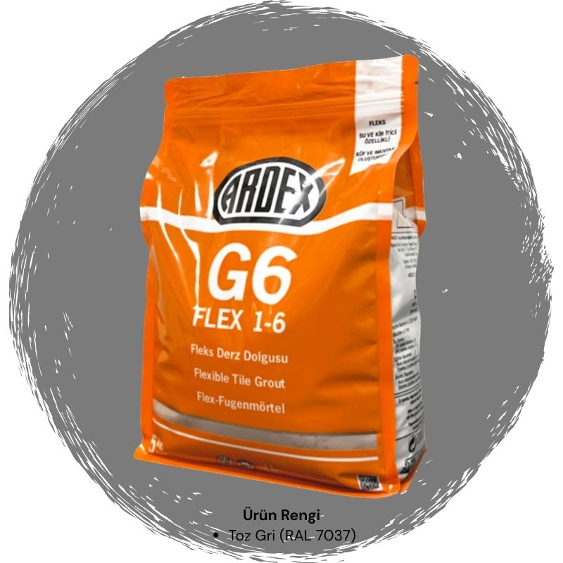Ardex G6 Flex 1-6 Fleks Derz Dolgusu RAL 7037 Toz Gri 5 kg