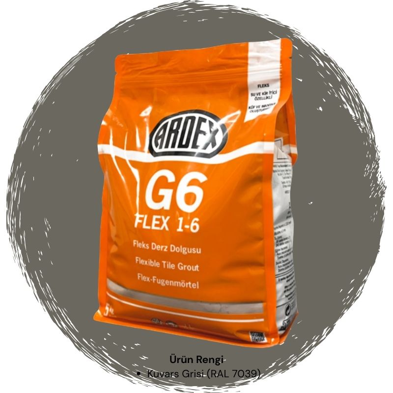 Ardex G6 Flex 1-6 Fleks Derz Dolgusu RAL 7039 Kuvars Grisi 5 kg