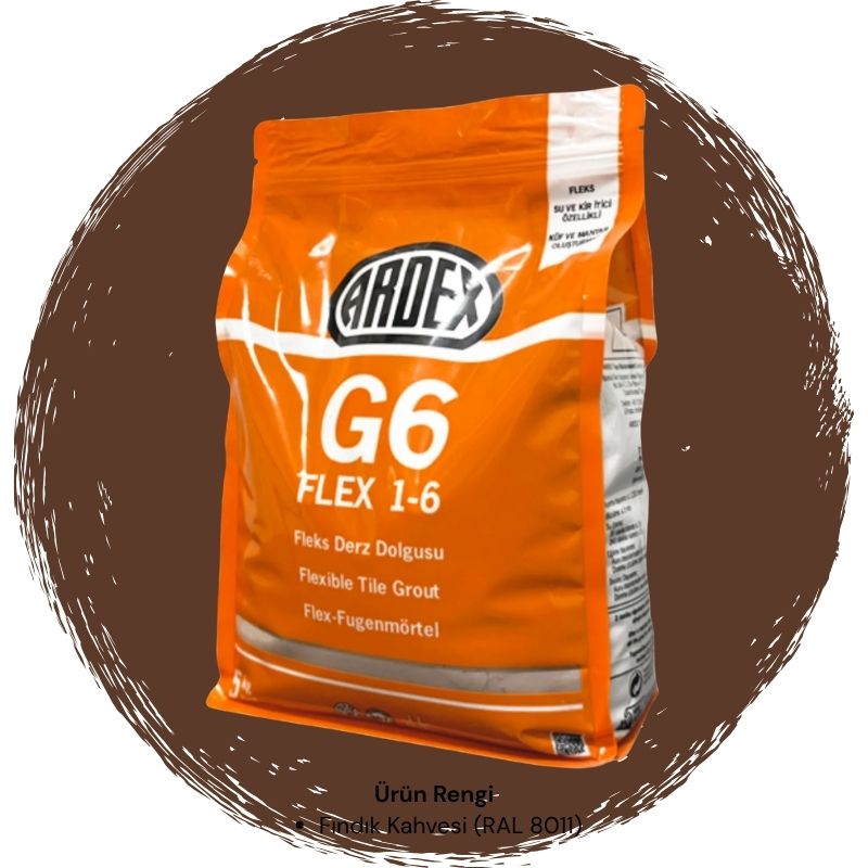 Ardex G6 Flex 1-6 Fleks Derz Dolgusu RAL 8011 Somun Kahve 5 kg