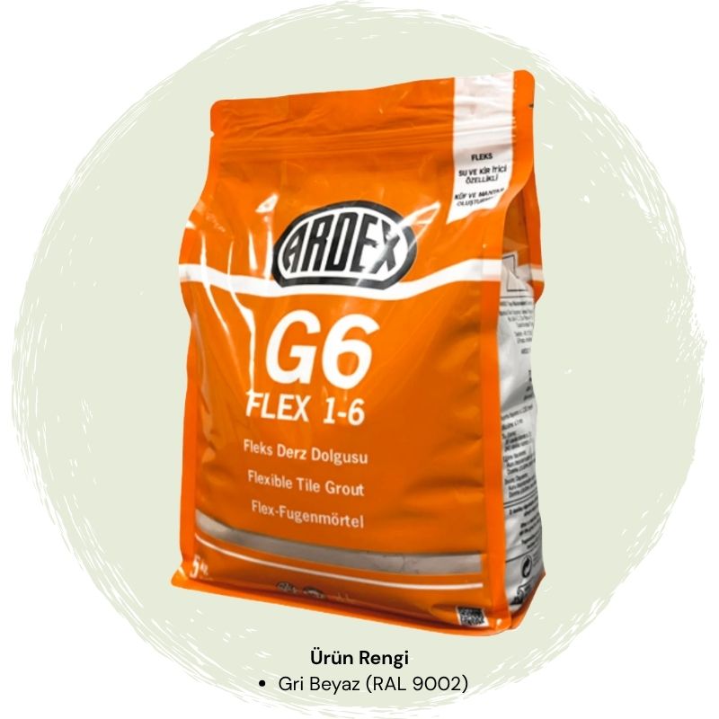 Ardex G6 Flex 1-6 Fleks Derz Dolgusu RAL 9002 Gri Beyaz 5 kg
