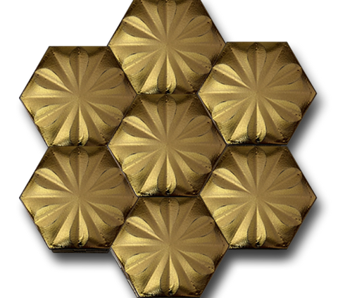 15x17 Altıgen Hexagon Çiçek Altın Çatlak Sır El Yapımı Seramik