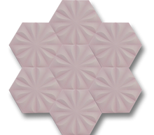 Çiçek Desenli Mat Açık Pembe Altıgen Seramik (15x17 cm)