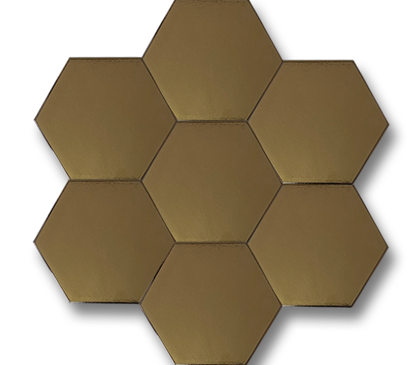 15x17 Altıgen Hexagon Düz Altın Çatlak Sır El Yapımı Seramik