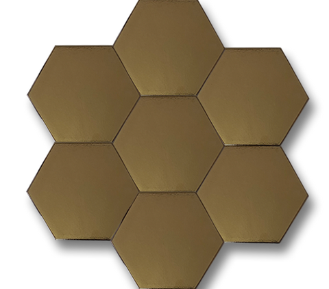15x17 Altıgen Hexagon Düz Altın Çatlak Sır El Yapımı Seramik