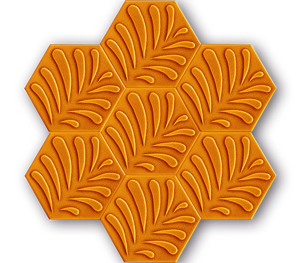 15x17 Altıgen Hexagon Tarçın Yaprak Çatlak Sır El Yapımı Seramik