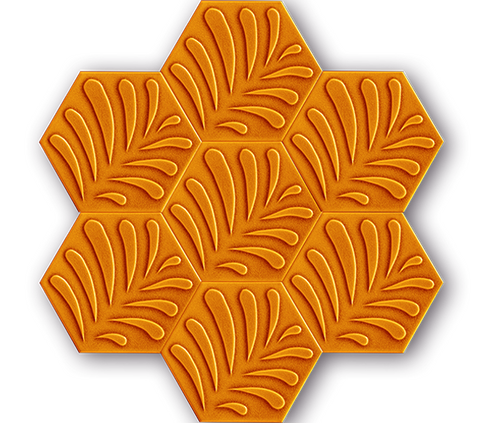 15x17 Altıgen Hexagon Tarçın Yaprak Çatlak Sır El Yapımı Seramik