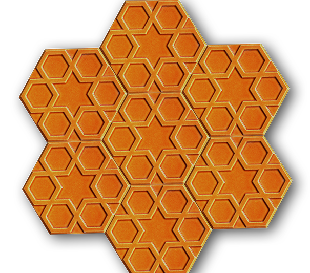 15x17 Altıgen Hexagon Tarçın Türkmen Yıldızı Çatlak Sır El Yapımı Seramik