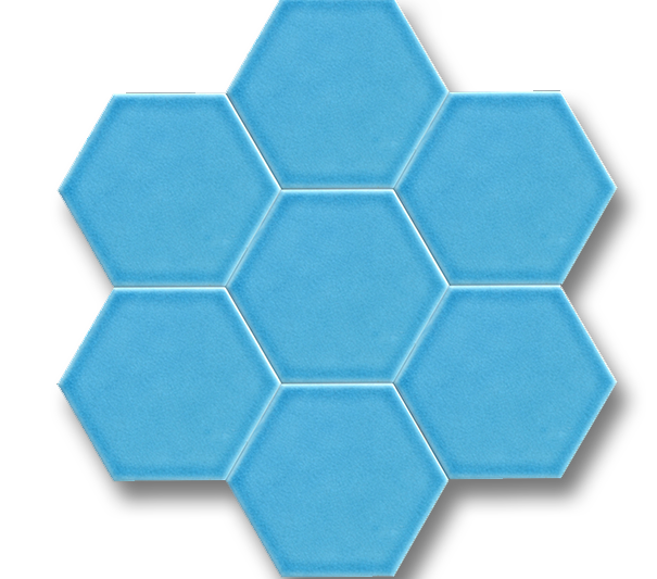 15x17 Altıgen Hexagon Düz Turkuaz Çatlak Sır El Yapımı Seramik