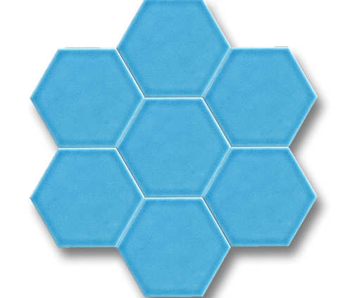 15x17 Altıgen Hexagon Düz Turkuaz Çatlak Sır El Yapımı Seramik