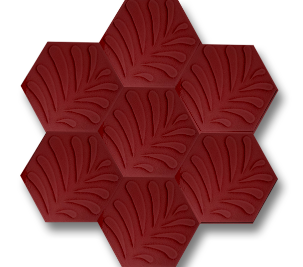15x17 Altıgen Hexagon Yaprak Kırmızı Çatlak Sır El Yapımı Seramik