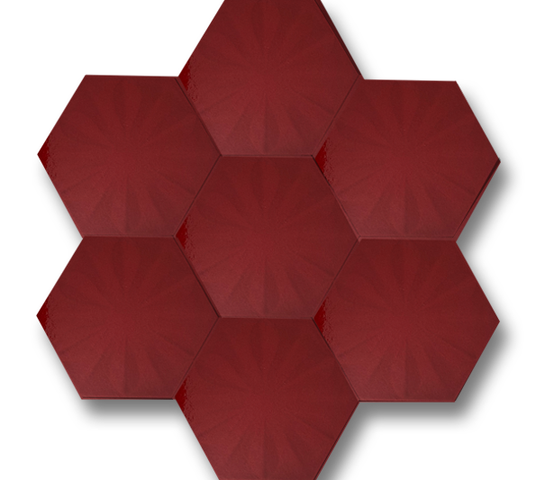 15x17 Altıgen Hexagon Çiçek Kırmızı Çatlak Sır El Yapımı Seramik