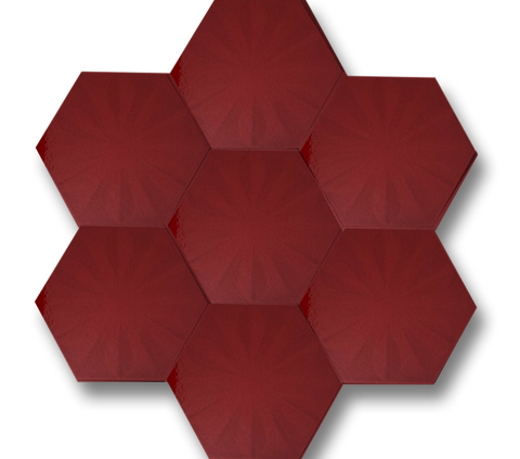 15x17 Altıgen Hexagon Çiçek Kırmızı Çatlak Sır El Yapımı Seramik