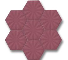 Çiçek Desenli Mat Pembe Altıgen Seramik (15x17 cm)