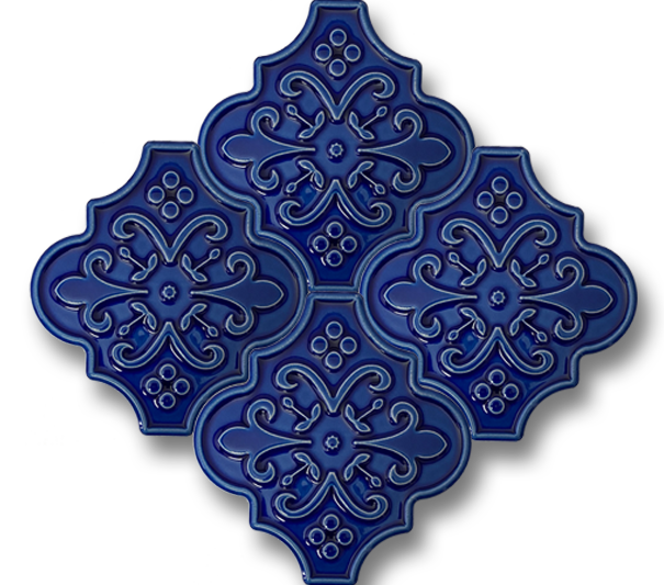 12,4x12 Ottoman Çiçek Kobalt Çatlak Sır El Yapımı Seramik